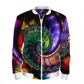 Мужской бомбер 3D с принтом Спираль в Ухте, 100% полиэстер | застегивается на молнию, по бокам два кармана без застежек, по низу бомбера и на воротнике - эластичная резинка | абстракция | воронка | спираль | текстура | яркость