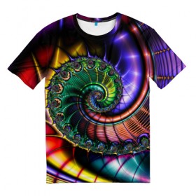 Мужская футболка 3D с принтом Спираль в Ухте, 100% полиэфир | прямой крой, круглый вырез горловины, длина до линии бедер | абстракция | воронка | спираль | текстура | яркость