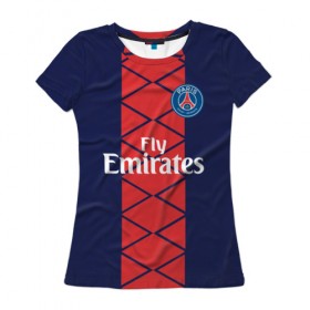 Женская футболка 3D с принтом PSG 2018 Original #16 в Ухте, 100% полиэфир ( синтетическое хлопкоподобное полотно) | прямой крой, круглый вырез горловины, длина до линии бедер | Тематика изображения на принте: 