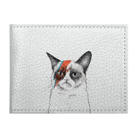 Обложка для студенческого билета с принтом Grumpy cat (David Bowie) в Ухте, натуральная кожа | Размер: 11*8 см; Печать на всей внешней стороне | бодиарт | грумпи | дэвид боуи | злой кот | интернет | котей | котик | кошка | мем | мемас | мемчик. | молния на лице | рисунок на лице | сердитый