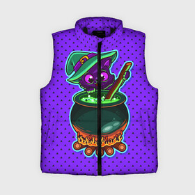 Женский жилет утепленный 3D с принтом Кошка ведьмочка в Ухте,  |  | halloween | helloween | ведунья | ведьма | зелье | кот | котел | котик | кошка | магия | хеллоуин | хэллоуин