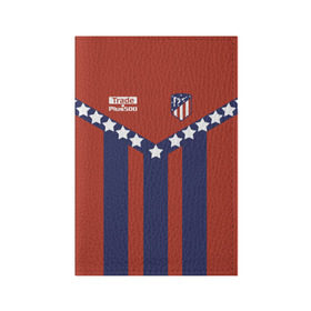 Обложка для паспорта матовая кожа с принтом Atletico Madrid Original #11 в Ухте, натуральная матовая кожа | размер 19,3 х 13,7 см; прозрачные пластиковые крепления | Тематика изображения на принте: атлетико мадрид | полосы | эмблема