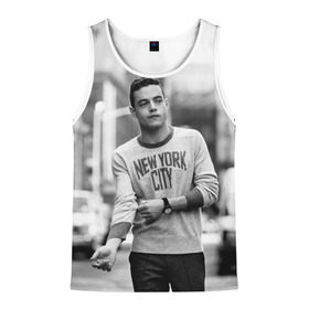 Мужская майка 3D с принтом Rami Malek в Ухте, 100% полиэстер | круглая горловина, приталенный силуэт, длина до линии бедра. Пройма и горловина окантованы тонкой бейкой | Тематика изображения на принте: mr robot | rami malek | мистер робот | рами малек