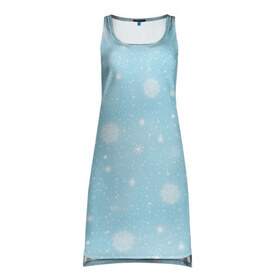 Платье-майка 3D с принтом Снежинки в Ухте, 100% полиэстер | полуприлегающий силуэт, широкие бретели, круглый вырез горловины, удлиненный подол сзади. | christmas | new year | зима | метель | мороз | новый год | рождество | снег
