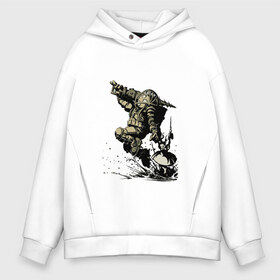 Мужское худи Oversize хлопок с принтом BIOSHOCK в Ухте, френч-терри — 70% хлопок, 30% полиэстер. Мягкий теплый начес внутри —100% хлопок | боковые карманы, эластичные манжеты и нижняя кромка, капюшон на магнитной кнопке | Тематика изображения на принте: bioshock