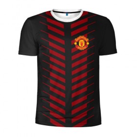 Мужская футболка 3D спортивная с принтом Manchester United Creative #2 в Ухте, 100% полиэстер с улучшенными характеристиками | приталенный силуэт, круглая горловина, широкие плечи, сужается к линии бедра | Тематика изображения на принте: fc | manchester united | манчестер юнайтед | спорт | футбол