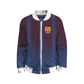 Детский бомбер 3D с принтом FC Barcelona Gradient в Ухте, 100% полиэстер | застегивается на молнию, по бокам два кармана без застежек, мягкие манжеты, по низу бомбера и на воротнике — эластичная резинка | fc | fc barcelona | fcb | барселона | спорт | спортивные | фк | футбол