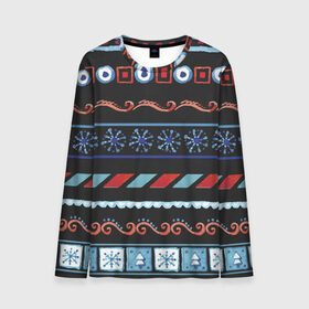 Мужской лонгслив 3D Новогодняя текстура: в Ухте, 100% полиэстер | длинные рукава, круглый вырез горловины, полуприлегающий силуэт | елка | новый год | снег | снежинки | узор