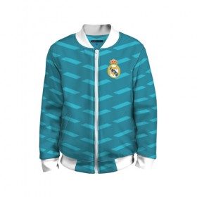 Детский бомбер 3D с принтом Real Madrid 2018 Creative II в Ухте, 100% полиэстер | застегивается на молнию, по бокам два кармана без застежек, мягкие манжеты, по низу бомбера и на воротнике — эластичная резинка | Тематика изображения на принте: 