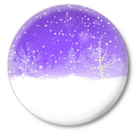 Значок с принтом Новогодний лес в Ухте,  металл | круглая форма, металлическая застежка в виде булавки | Тематика изображения на принте: 