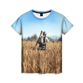 Женская футболка 3D с принтом PUBG _9 в Ухте, 100% полиэфир ( синтетическое хлопкоподобное полотно) | прямой крой, круглый вырез горловины, длина до линии бедер | battle royale | playerunknown | playerunknowns | playerunknowns battlegrounds | pubg | онлайн игра