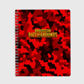 Тетрадь с принтом PUBG Red Military в Ухте, 100% бумага | 48 листов, плотность листов — 60 г/м2, плотность картонной обложки — 250 г/м2. Листы скреплены сбоку удобной пружинной спиралью. Уголки страниц и обложки скругленные. Цвет линий — светло-серый
 | battle royal | playerunknowns battlegrounds | pubg | пабг | пубг