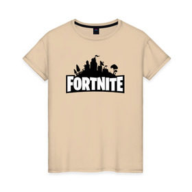 Женская футболка хлопок с принтом Fortnite в Ухте, 100% хлопок | прямой крой, круглый вырез горловины, длина до линии бедер, слегка спущенное плечо | epic games | fort | fortnite battle | fortnite battle royale | fortnite royale | playerunknowns battlegrounds | survival | королевский битва