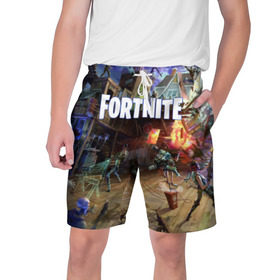 Мужские шорты 3D с принтом Fortnite massacre в Ухте,  полиэстер 100% | прямой крой, два кармана без застежек по бокам. Мягкая трикотажная резинка на поясе, внутри которой широкие завязки. Длина чуть выше колен | epic games | fort | fortnite battle | fortnite battle royale | fortnite royale | survival | королевский битва