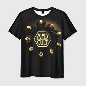 Мужская футболка 3D с принтом AHS Cult в Ухте, 100% полиэфир | прямой крой, круглый вырез горловины, длина до линии бедер | Тематика изображения на принте: ahs | ahs cult | american horror story | american horror story cult | аиу | американская история ужасов | клоуны | страшно | ужасы