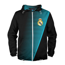 Мужская ветровка 3D с принтом Real Madrid Creative uniform в Ухте, 100% полиэстер | подол и капюшон оформлены резинкой с фиксаторами, два кармана без застежек по бокам, один потайной карман на груди | fc | real madrid | реал мадрид | спорт | спортивные | фк | футбол | футбольный клуб