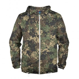 Мужская ветровка 3D Камуфляж с волчьими следами: в Ухте, 100% полиэстер | подол и капюшон оформлены резинкой с фиксаторами, два кармана без застежек по бокам, один потайной карман на груди | волк | камуфляж | милитари | охота | паттерн | пес | след | собака | хаки