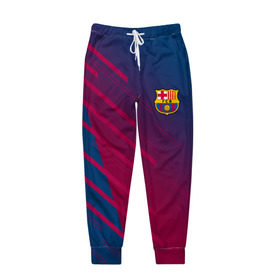 Мужские брюки 3D с принтом FC Barca 2018 Creative uniform в Ухте, 100% полиэстер | манжеты по низу, эластичный пояс регулируется шнурком, по бокам два кармана без застежек, внутренняя часть кармана из мелкой сетки | Тематика изображения на принте: 