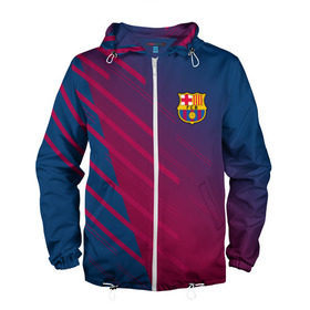 Мужская ветровка 3D с принтом FC Barca 2018 Creative uniform в Ухте, 100% полиэстер | подол и капюшон оформлены резинкой с фиксаторами, два кармана без застежек по бокам, один потайной карман на груди | Тематика изображения на принте: 