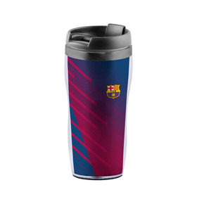 Термокружка-непроливайка с принтом FC Barca 2018 Creative uniform в Ухте, внутренняя часть — пищевой пластик, наружная часть — прозрачный пластик, между ними — полиграфическая вставка с рисунком | объем — 350 мл, герметичная крышка | Тематика изображения на принте: 