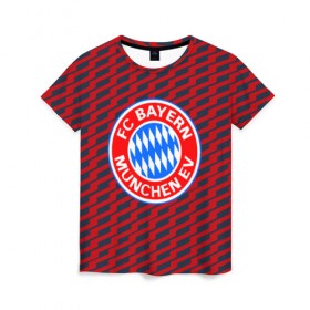Женская футболка 3D с принтом FC Bayern 2018 Creative в Ухте, 100% полиэфир ( синтетическое хлопкоподобное полотно) | прямой крой, круглый вырез горловины, длина до линии бедер | bayern | fc | бавария | спорт | спортивные | фк | футбол | футбольный клуб