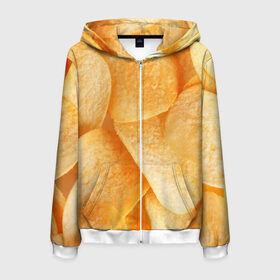 Мужская толстовка 3D на молнии с принтом Чипсы в Ухте, 100% полиэстер | длина до линии бедра, манжеты и пояс оформлены мягкой тканевой резинкой, двухслойный капюшон со шнурком для регулировки, спереди молния, по бокам два кармана | чипсы