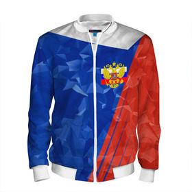 Мужской бомбер 3D с принтом RUSSIA - Tricolor Collection в Ухте, 100% полиэстер | застегивается на молнию, по бокам два кармана без застежек, по низу бомбера и на воротнике - эластичная резинка | russia | герб | россия | триколор | флаг