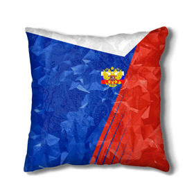 Подушка 3D с принтом RUSSIA - Tricolor Collection в Ухте, наволочка – 100% полиэстер, наполнитель – холлофайбер (легкий наполнитель, не вызывает аллергию). | состоит из подушки и наволочки. Наволочка на молнии, легко снимается для стирки | russia | герб | россия | триколор | флаг