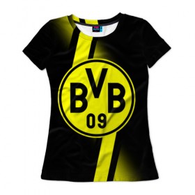 Женская футболка 3D FC Borussia 2018 Storm: в Ухте, 100% полиэфир ( синтетическое хлопкоподобное полотно) | прямой крой, круглый вырез горловины, длина до линии бедер | боруссия | дортмунд