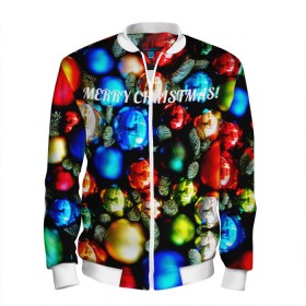 Мужской бомбер 3D с принтом Merry Christmas в Ухте, 100% полиэстер | застегивается на молнию, по бокам два кармана без застежек, по низу бомбера и на воротнике - эластичная резинка | christmas | new year | новый год | рождество
