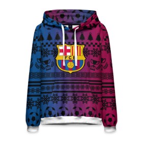 Мужская толстовка 3D с принтом FC Barca Новогодний в Ухте, 100% полиэстер | двухслойный капюшон со шнурком для регулировки, мягкие манжеты на рукавах и по низу толстовки, спереди карман-кенгуру с мягким внутренним слоем. | fc | fc barcelona | fcb | барселона | спорт | спортивные | фк | футбол | футбольный клуб