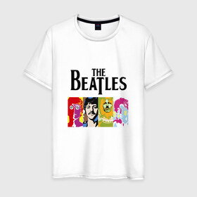 Мужская футболка хлопок с принтом The Beatles в Ухте, 100% хлопок | прямой крой, круглый вырез горловины, длина до линии бедер, слегка спущенное плечо. | битлз | джон леннон | джордж харрисон | пол маккартни | ринго старр