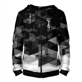 Мужская толстовка 3D на молнии с принтом Juventus 2018 Geometry Sport в Ухте, 100% полиэстер | длина до линии бедра, манжеты и пояс оформлены мягкой тканевой резинкой, двухслойный капюшон со шнурком для регулировки, спереди молния, по бокам два кармана | fc | juventus | спорт | спортивные | фк | футбол | футбольный клуб | ювентус