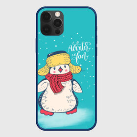 Чехол для iPhone 12 Pro Пингвин в шарфе: в Ухте, силикон | область печати: задняя сторона чехла, без боковых панелей | зима | новый год | пингвин | подарок | рождество