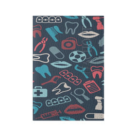 Обложка для паспорта матовая кожа с принтом Стоматолог в Ухте, натуральная матовая кожа | размер 19,3 х 13,7 см; прозрачные пластиковые крепления | bombing | pattern | бомбинг | врач | стоматолог | текстуры | узор