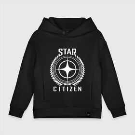Детское худи Oversize хлопок с принтом Star Citizen в Ухте, френч-терри — 70% хлопок, 30% полиэстер. Мягкий теплый начес внутри —100% хлопок | боковые карманы, эластичные манжеты и нижняя кромка, капюшон на магнитной кнопке | Тематика изображения на принте: игра | космический | космос | симулятор