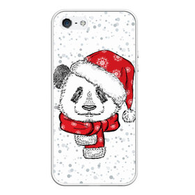 Чехол для iPhone 5/5S матовый Панда Санта: в Ухте, Силикон | Область печати: задняя сторона чехла, без боковых панелей | дед мороз | зима | медведь | праздник | рождество | санта клаус | снег | шапка | шарф