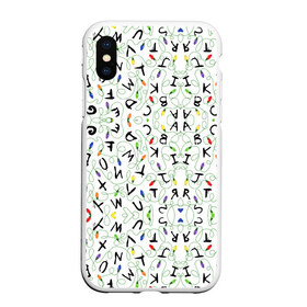 Чехол для iPhone XS Max матовый с принтом Strange lights в Ухте, Силикон | Область печати: задняя сторона чехла, без боковых панелей | eleven | strange things | stranger things | демогоргон | одиннадцать | странные дела