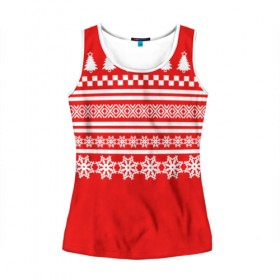 Женская майка 3D Праздничный Свитер: в Ухте, 100% полиэстер | круглая горловина, прямой силуэт, длина до линии бедра | happy new year | елка | линии | новогодние | новый год | свитер | снежинки