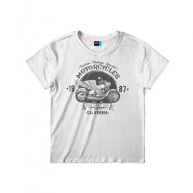 Детская футболка 3D с принтом Vintage motocycle в Ухте, 100% гипоаллергенный полиэфир | прямой крой, круглый вырез горловины, длина до линии бедер, чуть спущенное плечо, ткань немного тянется | Тематика изображения на принте: harley | motorbike | motorcycle | race | rider | ryder | skull | speed | байк | гонки | гонщик | мото | мотобайк | мотоцикл | райдер | скорость | харлей | череп