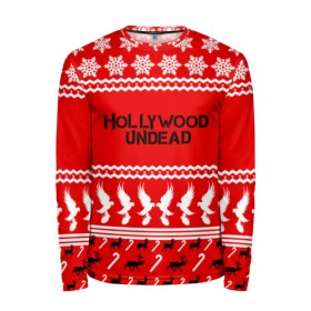 Мужской лонгслив 3D с принтом Hollywood Undead в Ухте, 100% полиэстер | длинные рукава, круглый вырез горловины, полуприлегающий силуэт | charlie scene | danny | funny man | hollywood | j dog | johnny 3 tears | undead | андед | голивуд | голливудская | группа | знак | кранккор | красный | метал | надпись | нежить | новогодний | новый год | ню | праздник | реп | рождество