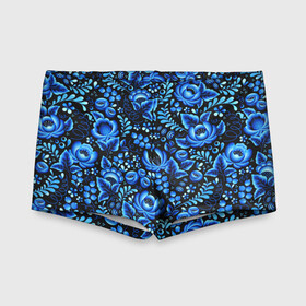 Детские купальные плавки 3D с принтом Красивая гжель в Ухте, Полиэстер 85%, Спандекс 15% | Слитный крой, подклад по переду изделия, узкие бретели | Тематика изображения на принте: гжель | роспись
