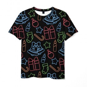 Мужская футболка 3D с принтом В ночь под Рождество в Ухте, 100% полиэфир | прямой крой, круглый вырез горловины, длина до линии бедер | елка | зима | мороз | новый год | огонь | свеча | снег | снежинки