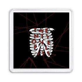 Магнит 55*55 с принтом Twenty One Pilots Bones в Ухте, Пластик | Размер: 65*65 мм; Размер печати: 55*55 мм | rock | t.o.p. | top | twenty one pilots | рок