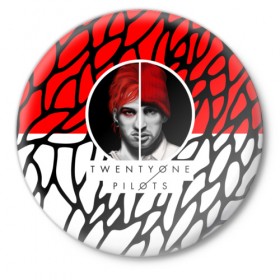 Значок с принтом Twenty One Pilots в Ухте,  металл | круглая форма, металлическая застежка в виде булавки | Тематика изображения на принте: rock | t.o.p. | top | twenty one pilots | рок