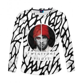 Женский лонгслив 3D с принтом Twenty One Pilots White в Ухте, 100% полиэстер | длинные рукава, круглый вырез горловины, полуприлегающий силуэт | 