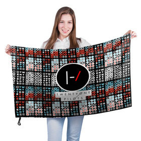 Флаг 3D с принтом Twenty One Pilots в Ухте, 100% полиэстер | плотность ткани — 95 г/м2, размер — 67 х 109 см. Принт наносится с одной стороны | 21 pilots | rock | twenty one pilots | группа | дуэт | звезды | известные | креативные | линии | логотип | модные | надписи | название | полосы.красный | рок | рок группа | текстура | эмблема | яркие