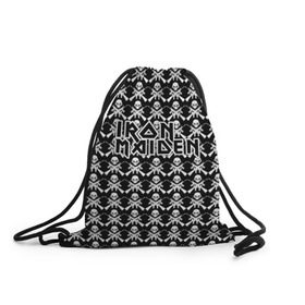 Рюкзак-мешок 3D с принтом Iron Maiden в Ухте, 100% полиэстер | плотность ткани — 200 г/м2, размер — 35 х 45 см; лямки — толстые шнурки, застежка на шнуровке, без карманов и подкладки | iron maiden | адриан смит | айрон мейден | гроза | группа | дэйв мюррей | железная дева | ирон майден | метал | мрачный | музыка | песни | рок | стив харрис | тяжелый | флаг | хеви | хевиметал
