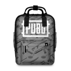 Женский рюкзак 3D с принтом PUBG WEAPONS в Ухте, 100% полиэстер | лямки с регулируемой длиной, сверху ручки, чтобы рюкзак нести как сумку. Основное отделение закрывается на молнию, как и внешний карман. Внутри два дополнительных кармана, один из которых закрывается на молнию. По бокам два дополнительных кармашка, куда поместится маленькая бутылочка
 | playerunknowns battlegrounds | pubg