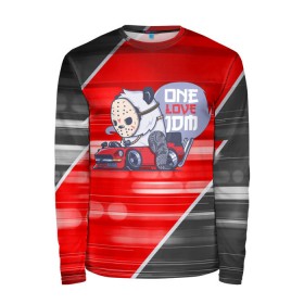Мужской лонгслив 3D с принтом ONE LOVE JDM в Ухте, 100% полиэстер | длинные рукава, круглый вырез горловины, полуприлегающий силуэт | Тематика изображения на принте: car | jdm | jdm style | автомобиль | маска | машины | панда | стайлинг | стиль | тачки | тюнинг